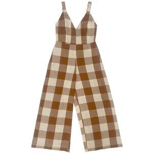 Ali Golden Rust Cream Plaid Fitted Silk Sleeveless Jumper Women's Size XS